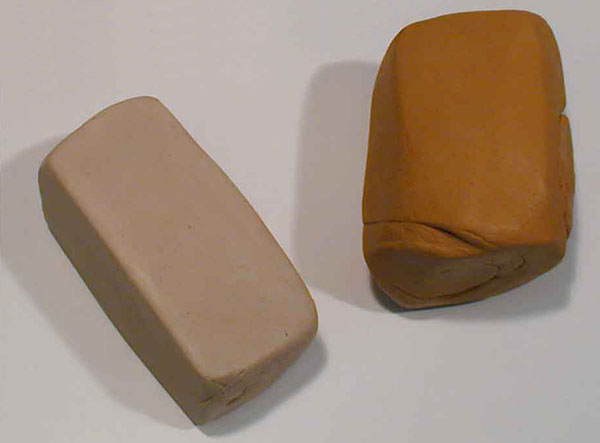 White clay and terra-cotta clay